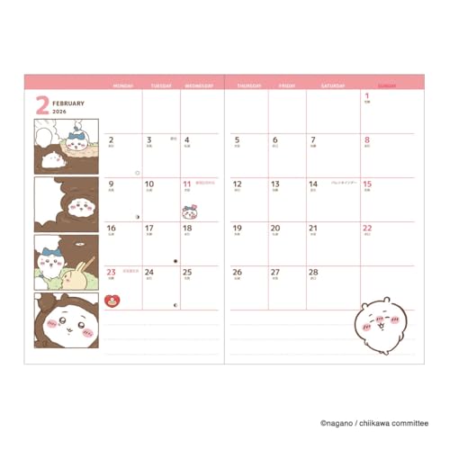 2026 A6 Comic Monthly Diary Chiikawa Nakayoshi