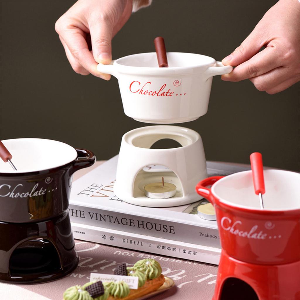 Ceramic Dipping Bowl With Even Heat Distribution For Chocolate Caramel Melting Suitable For Social Event