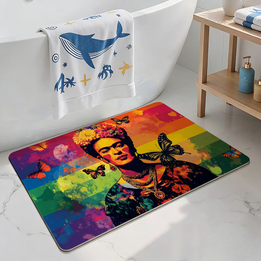 Tappetino da Pavimento Hot Art F-Frida K-Kahlo Tappetino da Pavimento in Diatomea Asciugatura Rapida Resistente agli Odori Antiscivolo Tappetino da Bagno Cucina