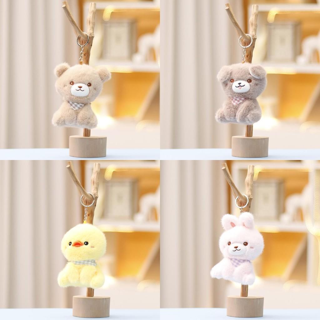 Bear Rabbit Duck Keychain Cute Cartoon Girl Backpack Hanging Plush Doll Gift