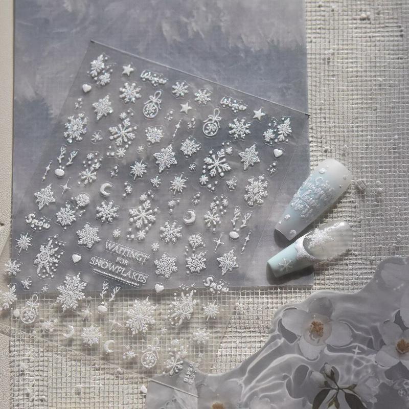 Exquisite Christmas Snowflakes Crystal Ball Nail Art Stickers Diy Nail Art Decoration Nail Accessories New Year Manicure Decals