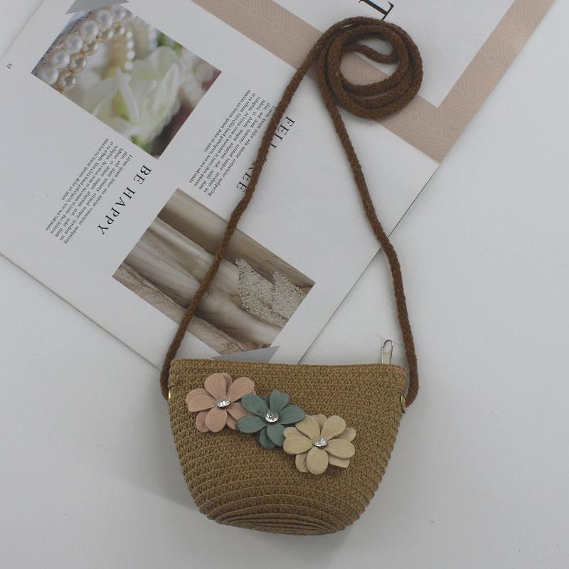 2025 Cute Summer Kids' Mini Woven Wheat Straw Crossbody Beach Bag