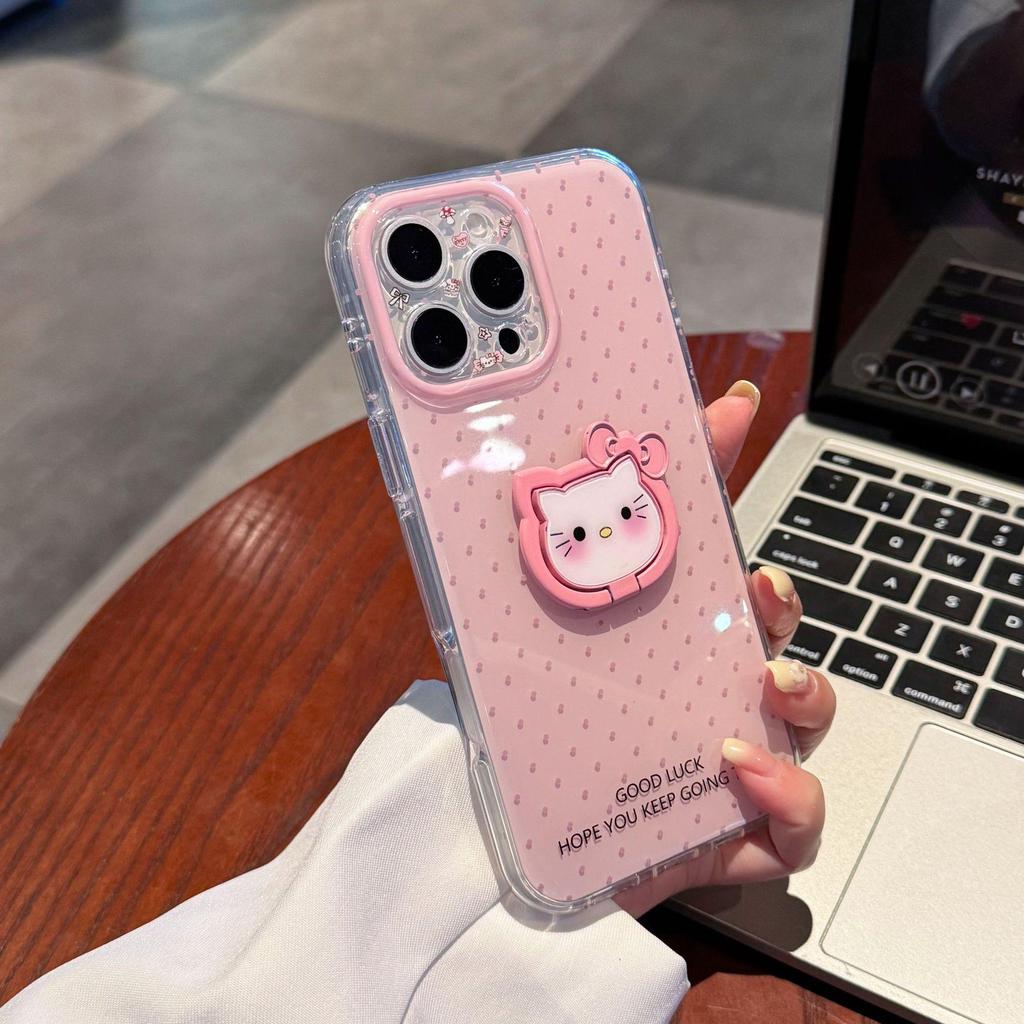 Summer Polka Dot Stand Case for iPhone 17 Pro Max/15 Pro/14 - Cute Design