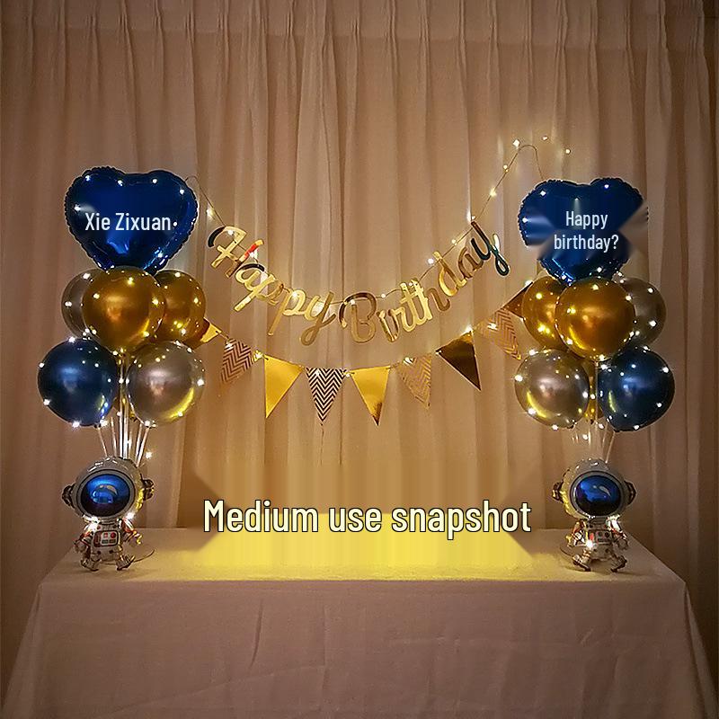 

Romantic Surprise Birthday Decoration Set with Lights and Balloons for Kids Blue Birthday Set E