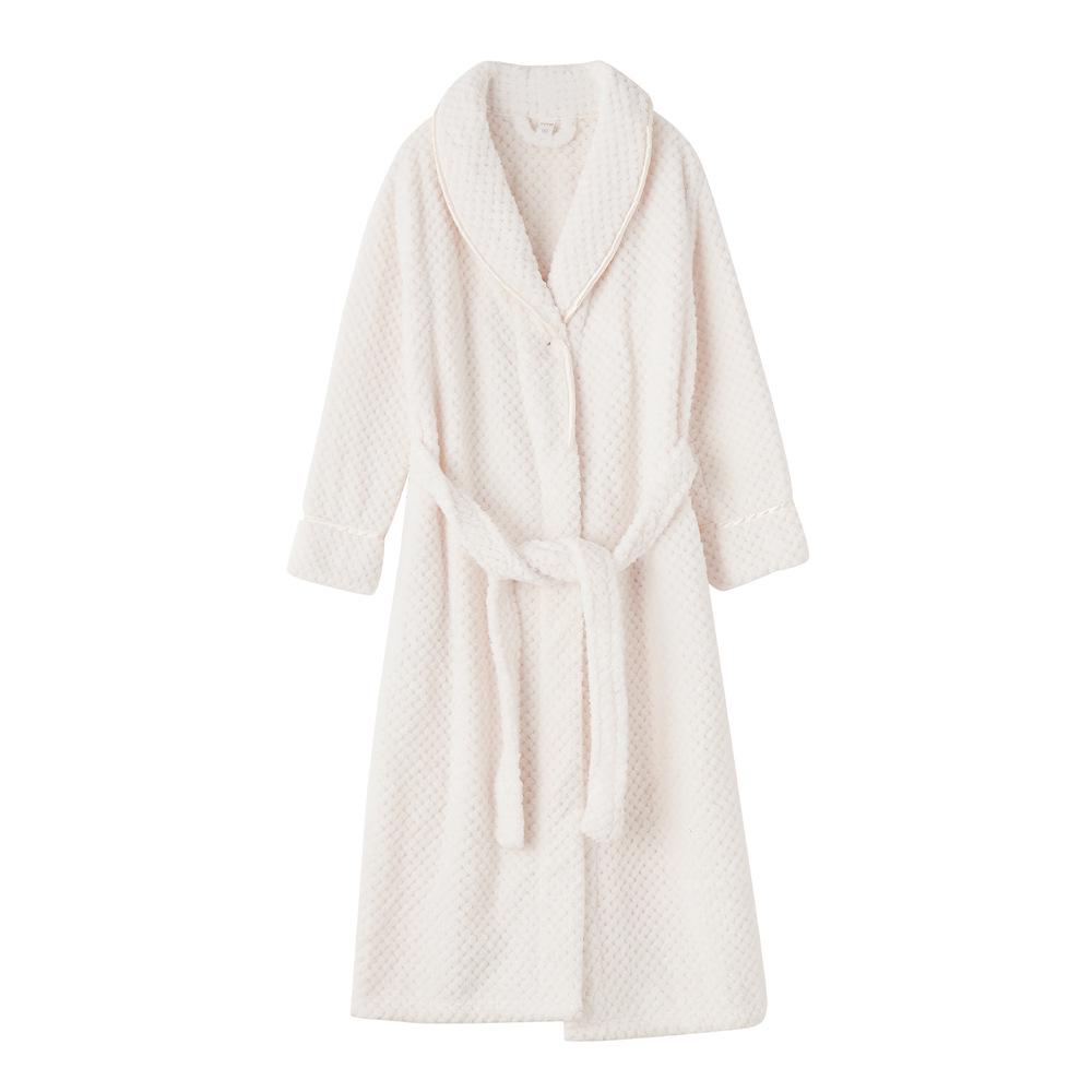 Extra Plush Double-Sided Coral Fleece Bathrobe - Unisex, Plus Size, Ultra Long & Thick for Autumn/Winter