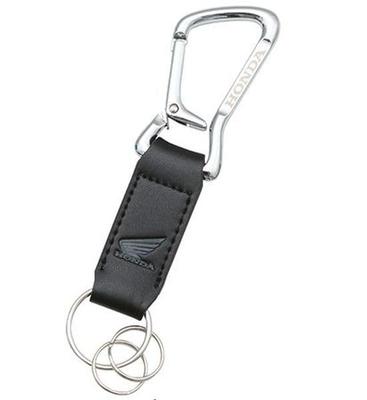 0SYTN-69F-KF Leather Carabiner Keychain Black