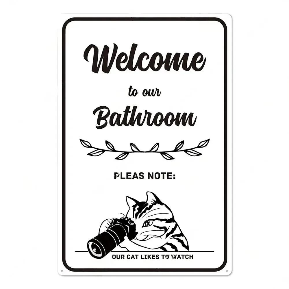 1pc Vintage Aluminium Signs Bathroom Posters Decor Restroom Retro Plaque Plates Wall Art Room Decoration for Bathroom 8x12 Inch