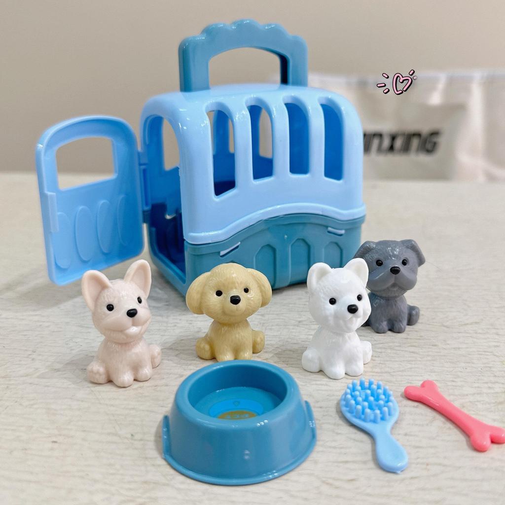 Kids' Pretend Play Pet Cage & Animal Toy Set - Puppy & Kitten Scene
