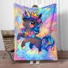 Magical Unicorn With Wings Crown Flowers Rainbow Sky Fleece Blanket Cute Fantasy Animal Soft Flannel Throw For Kids BedroomDecor