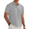Maglia Polo Jacquard a Maglia Estensibile con Texture Osso di Serpente da Uomo a Manica Corta Casual Leggera Traspirante Top Estivo