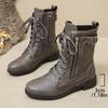 Fashion Womens Low-heeled Pointed Toe Knight Boot 2024 Autumn New Punk Style Zipper Design Mid-calf Women's Boots PU Leather Botas Mujer
