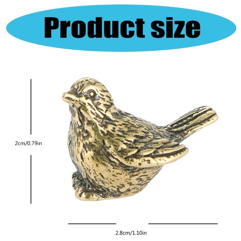 Antique Finish Brass Sparrow Figurine Handmade Vintage Metal Bird Miniature Statue Home Decors Gift For Collectors