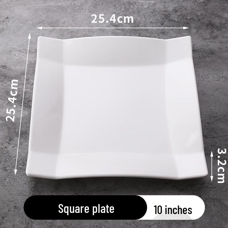 Commercial Melamine Square Dining Plate (10-Pack)