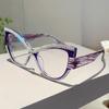Multi Color Decor Frame Chic Crystal Design Ladies Glasses Non-prescription Striped Po Trends Eyewear for Women's