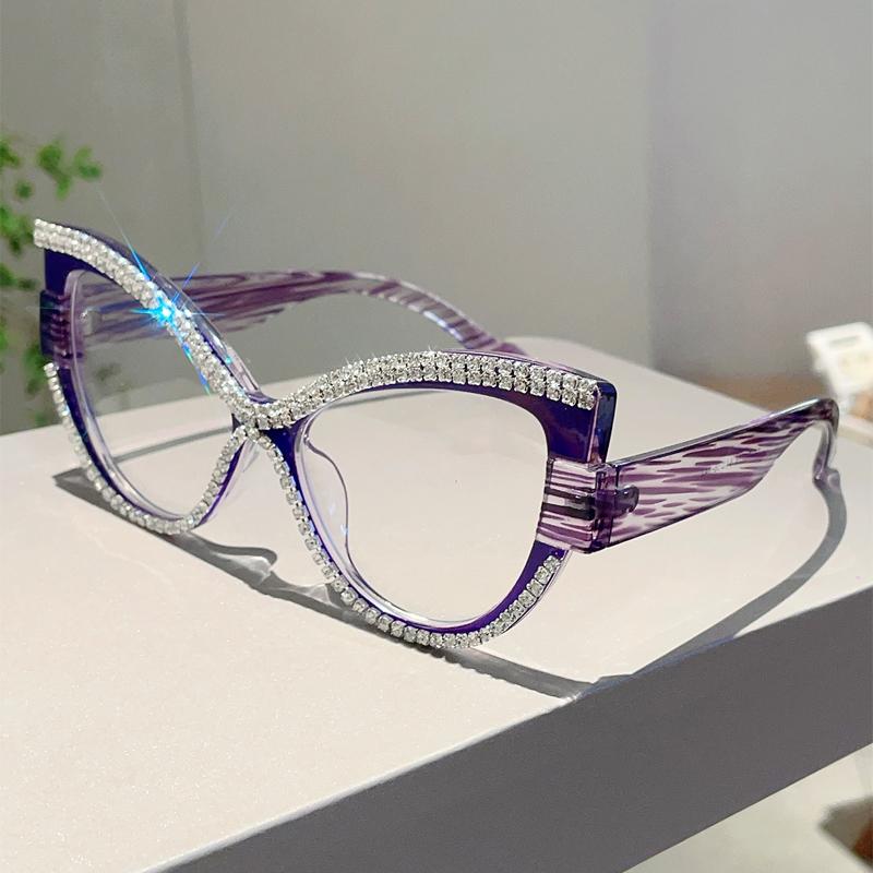 Multi Color Decor Frame Chic Crystal Design Ladies Glasses Non-prescription Striped Po Trends Eyewear for Women's