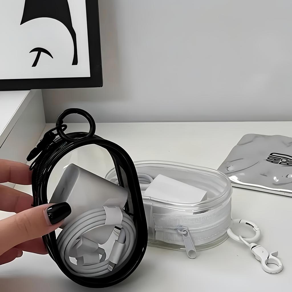 Cable Organizer Travel Storage Bag Portable Charger Headphone Case Multipurpose Storage Pouch for Travel, Desktop, and Bedroom Use Ins Style