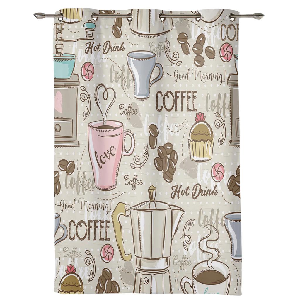 Coffee Cup Cake Candy Modern Hall Curtains For Living Room Kitchen Boy Girl Bedroom Long Curtain For Windows Cortinas Home Decor