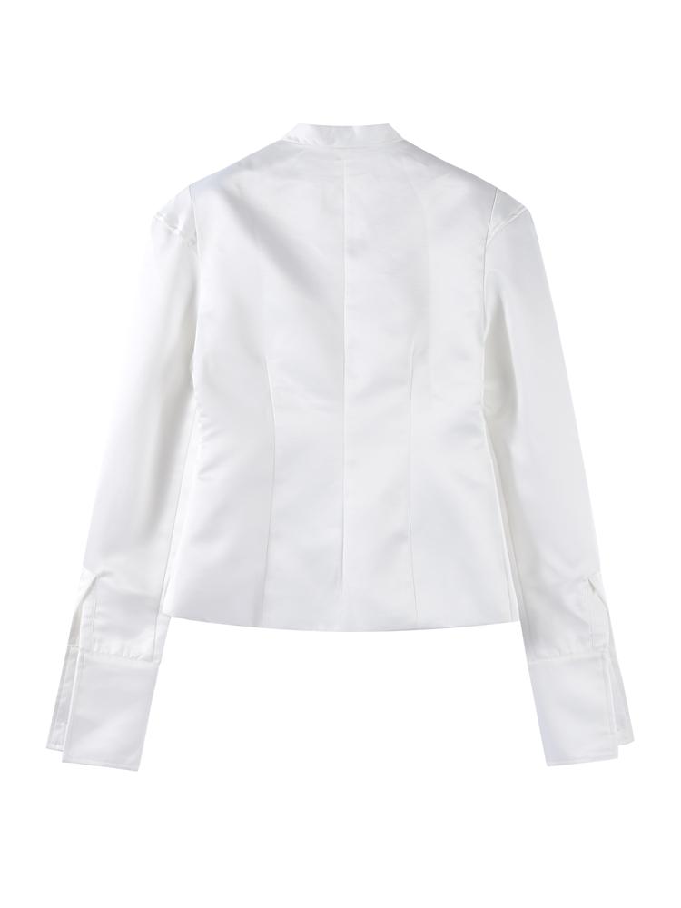 Women's V-neck Jacket Women's Solid Color Single Breasted Jacket Ladies' Waist Cinched Suit 2026