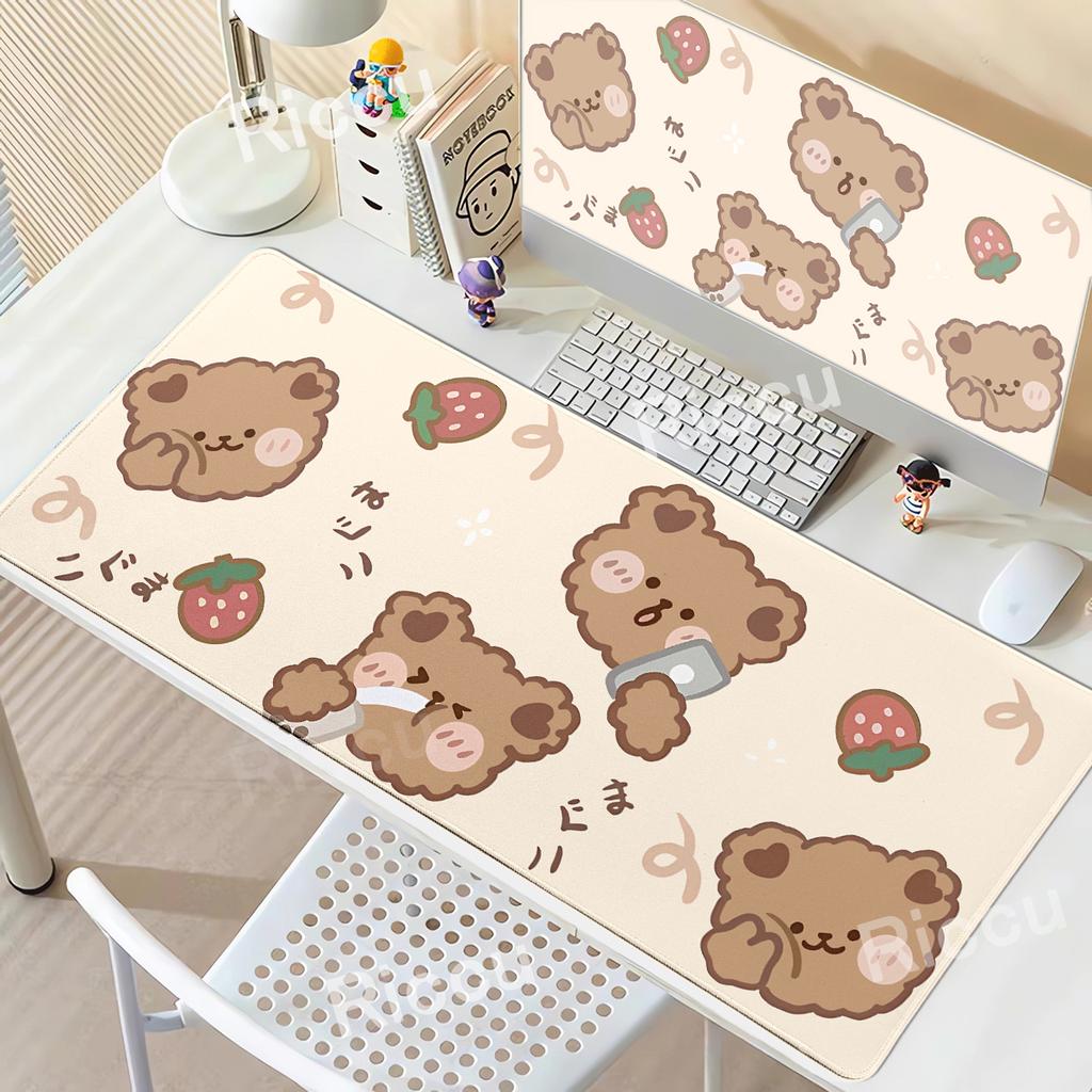 Kawaii Brauner Bär Mauspads Schreibtischdekoration Rutschfeste Matte Cartoon Büro Großes Mauspads PC Tastatur Zubehör Niedliche Tier-Pads