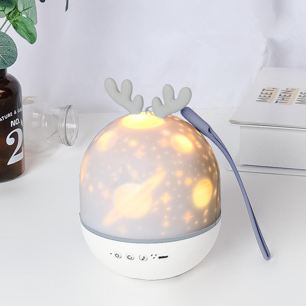 Projector LED Night Light USB Charging Rotating Projection Lamp for Kids Grey Deer#2