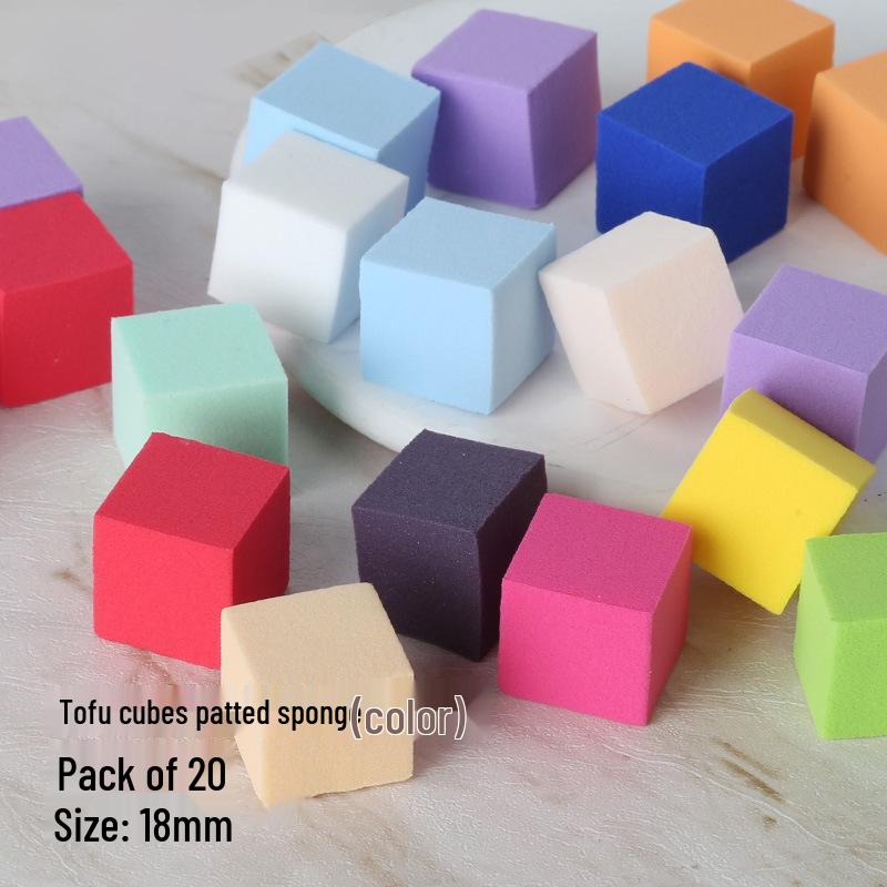 Nail Art Gradient Gel Sponge Tool Set: Ombre Blush Square Pen with Mini Tofu Block