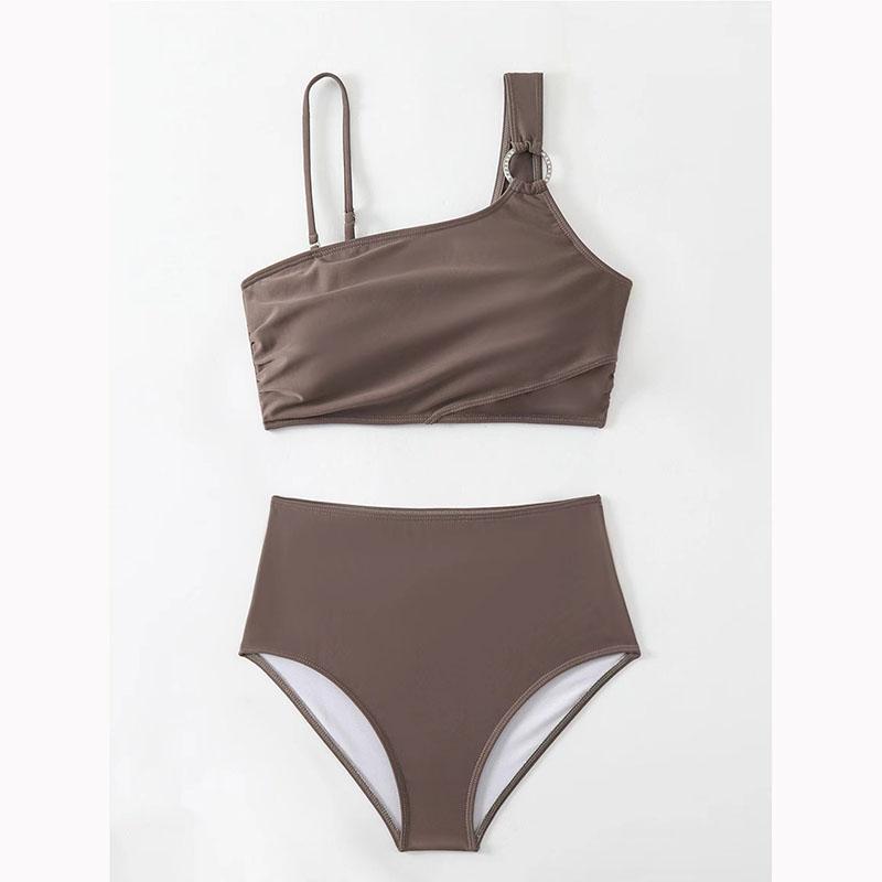 Damen High Waist Bikini Dünne Schulterträger Sling Push Up Tank Top Separater Zweiteiler Badeanzug Rückenfreie Bademode