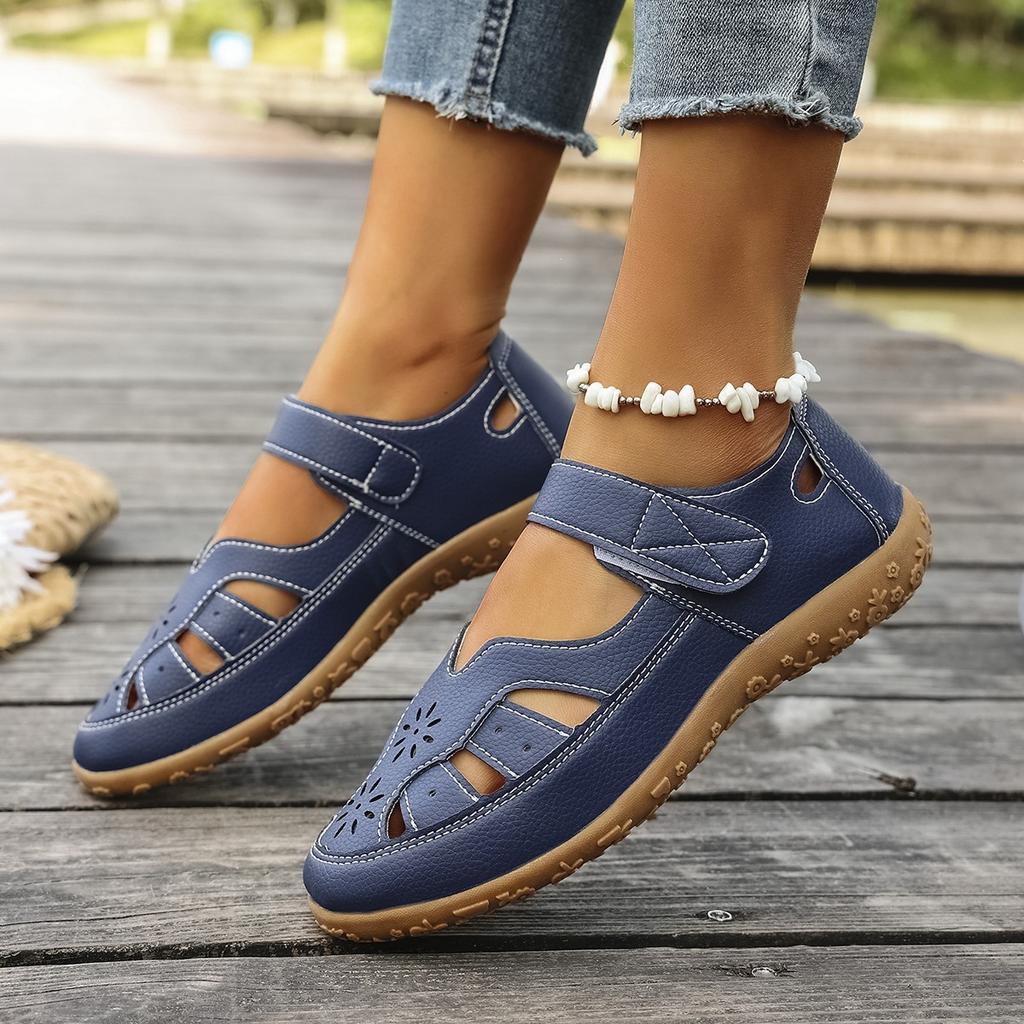 Anti-slip Shoes, Large Size, Flat Bottom, Casual Sandals, Women's, New Style with Openwork Design
