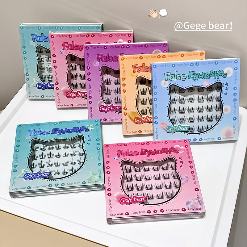 GEGE BEAR Naturalne komiksowe rzęsy C-Curl bez kleju, segmentowe rzęsy samoprzylepne, łatwe w noszeniu, idealne dla początkujących