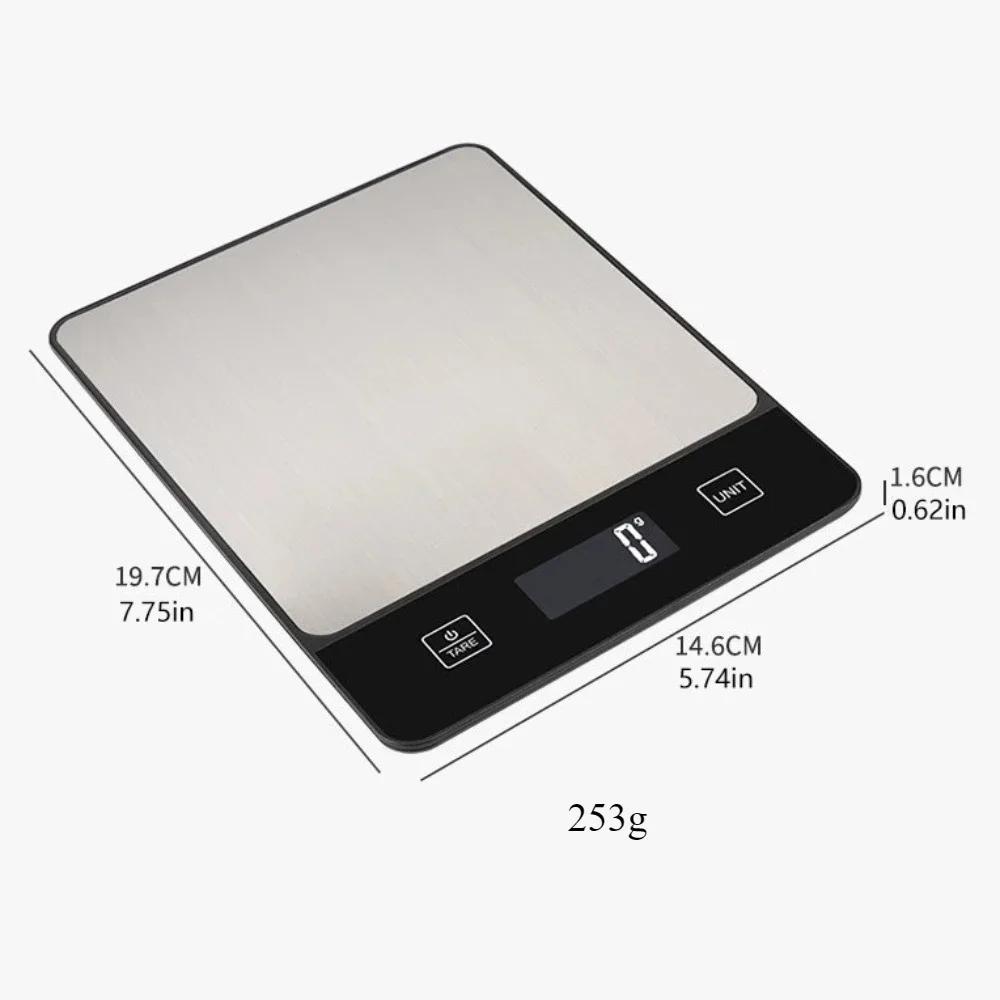 10kg/1g 22lb Elektronická digitální kuchyňská váha Měří jídlo v gramech uncích pro pečení vaření 6 jednotek Stříbrná kuchyňská váha