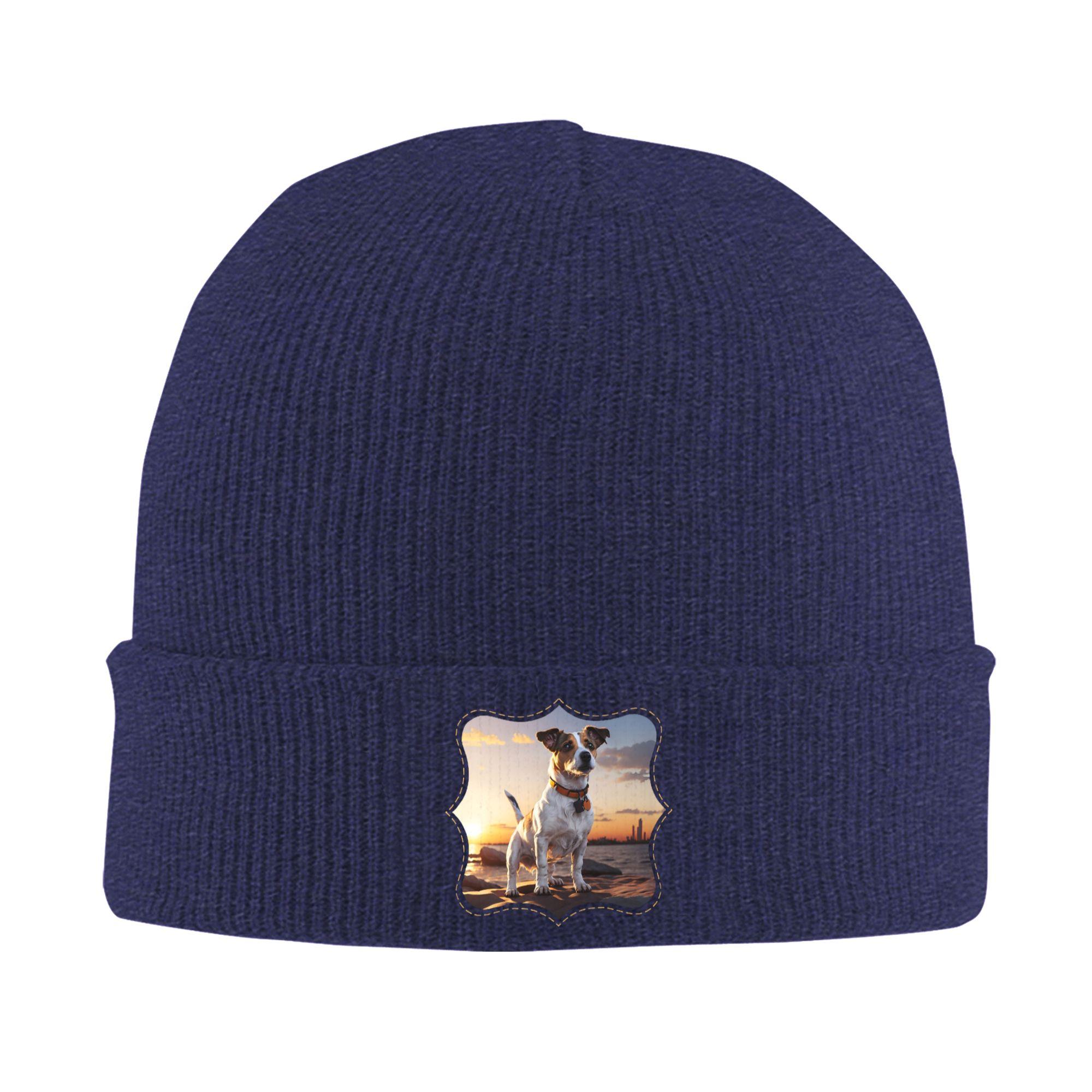

Jack Russell dog at sunset Winter Skullies Beanies Hat Warm Autumn Knitted Hats Bonnet Caps for Women Men One Size