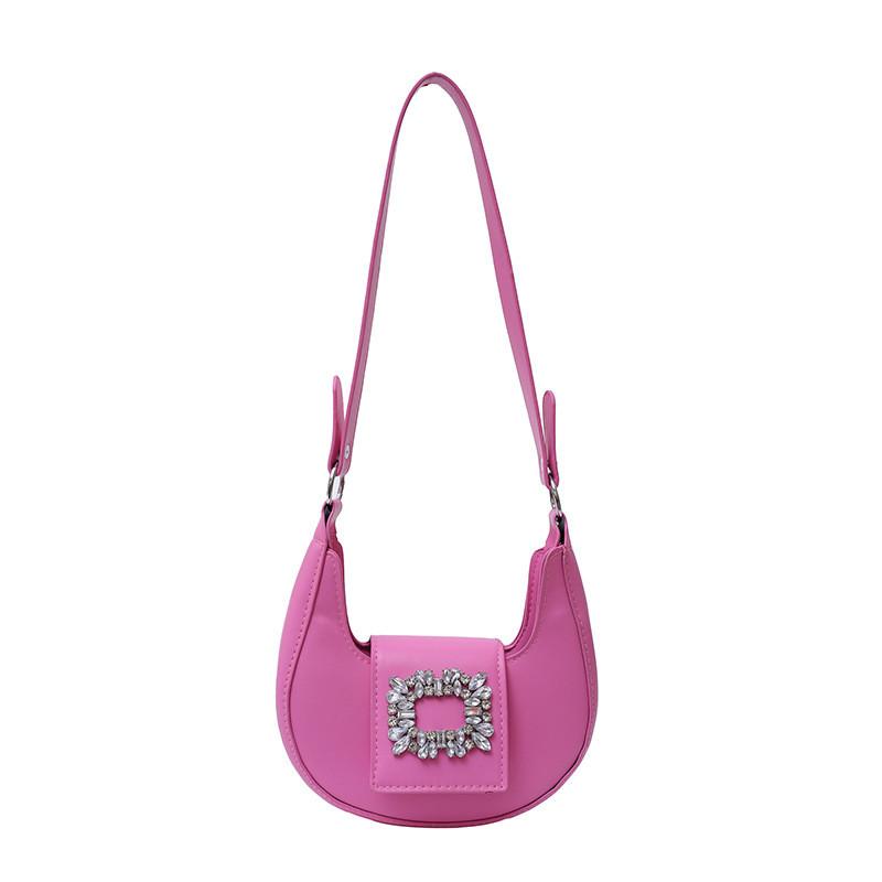 Stylish Large Capacity Pu Crescent Bag For Fashionable Women In Black And Pink Colors