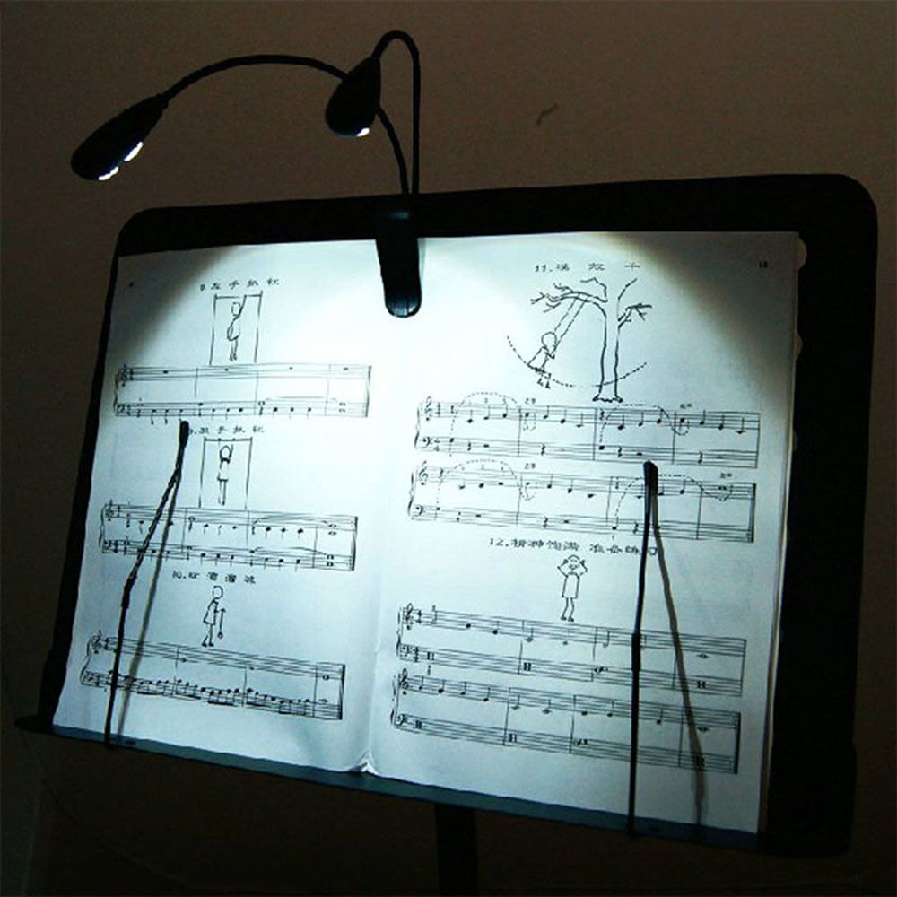 Guitar Parts Accessories 4 LED 2 Arms Light Book Music Stand Light Reading  Lamp Dual Flexible Arms