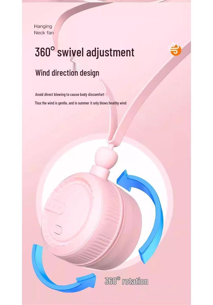 New USB Rechargeable Neck-Hanging Mini Fan with Foldable Design for Strong Wind Power