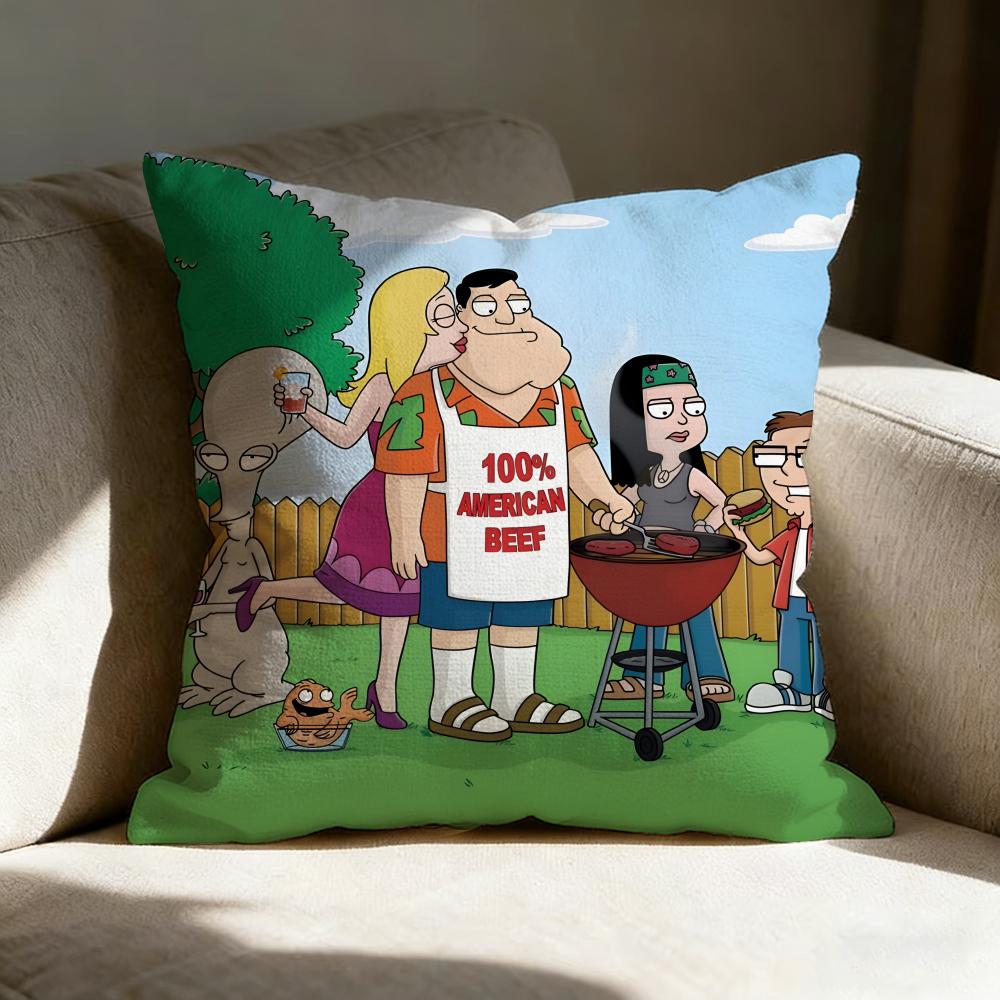 Aamerican Dad Animation Pillow Case Pillowcase Doublesided Printed Sofa Cushion Bedroom Headboard Pillow