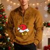 Mens Christmas Sweater Zip Up Sweatshirts Vintage Knit Graphic Sweatshirt Xmas Stand Collar Pullover