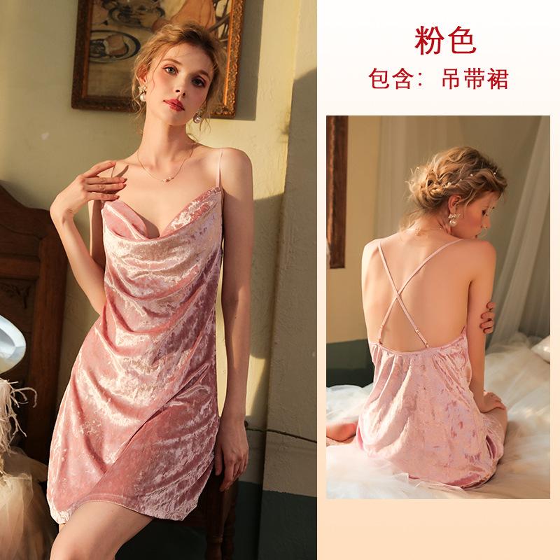 

Новые бархатные сексуальные пижамы для женщин, пижамы с подвязками, соблазнительная одежда с открытой спиной, пижамы для женщин S