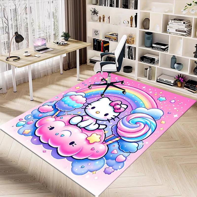 1pc Hello Kitty, Rainbow Carpet Office Rug Outdoor Mat Home Decor Area Carpet Festival Gift Office desk chair carpet