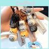 Cute Jinnew Cartoon Cat And Fish Stack Keychain Charming Resin Key Ring Accessory