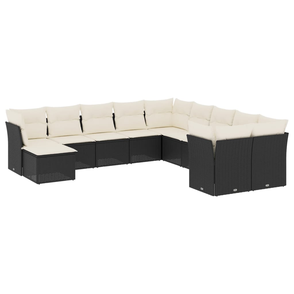 Vidaxl 11-Cz. Set da Giardino, Cuscini Rattan Nero Pe