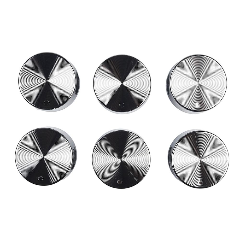 Cooktop Handle Rotary Switch Round Silver Simple 38*19mm 6 Pieces Diameter 6mm Easy Installation Embedded Hole