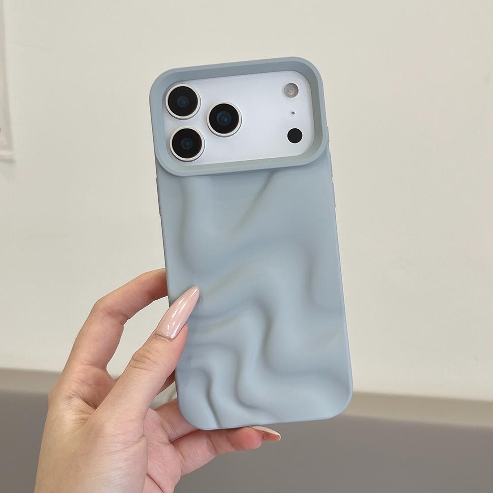 Matte 3D Water Ripple Phone Case for iPhone 17 16 15 14 13 12 11 Pro Max 17pro Cases Shockproof Soft Silicone Back Cover