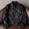 Genuine Cowhide Leather Jacket Men Biker Motorcycle Riding Fashion Jacket