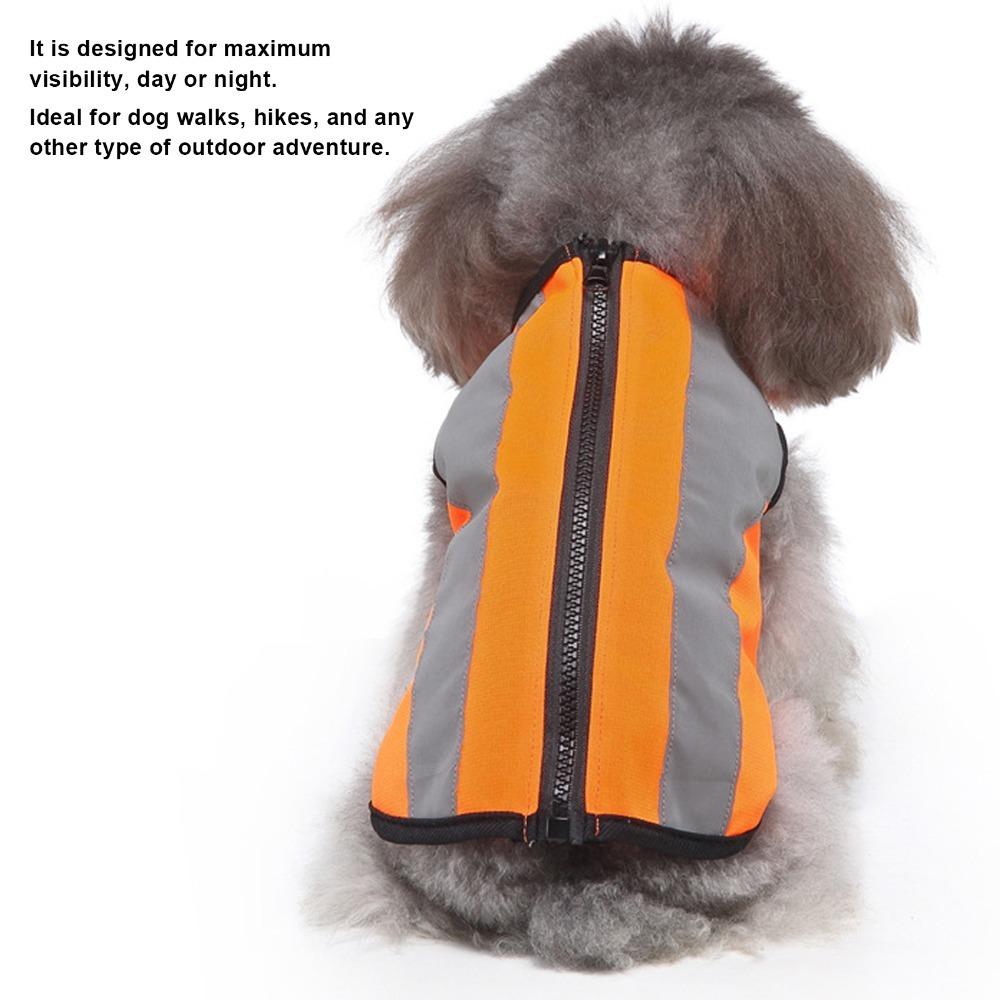 Zipper Closure Pet Dog Clothes Polyester Thin Fabric Night Visible Dog Outfit Road Safety Travel
