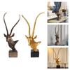 Modern Resin Antelope Head Sculpture with Base for Farmhouses Home Office Living Room Bookshelves Decorative Ornament