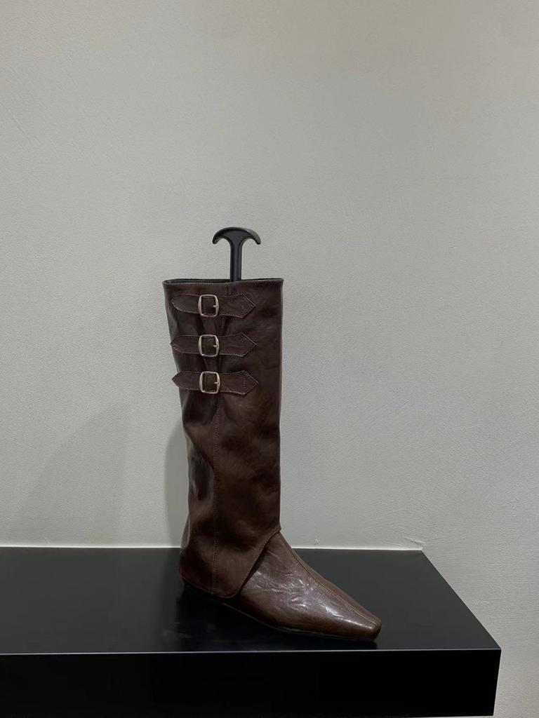 Inner Height Increasing Pointed Western Cowboy Boots Women's Shoes Single Boots Brown Medium Boots