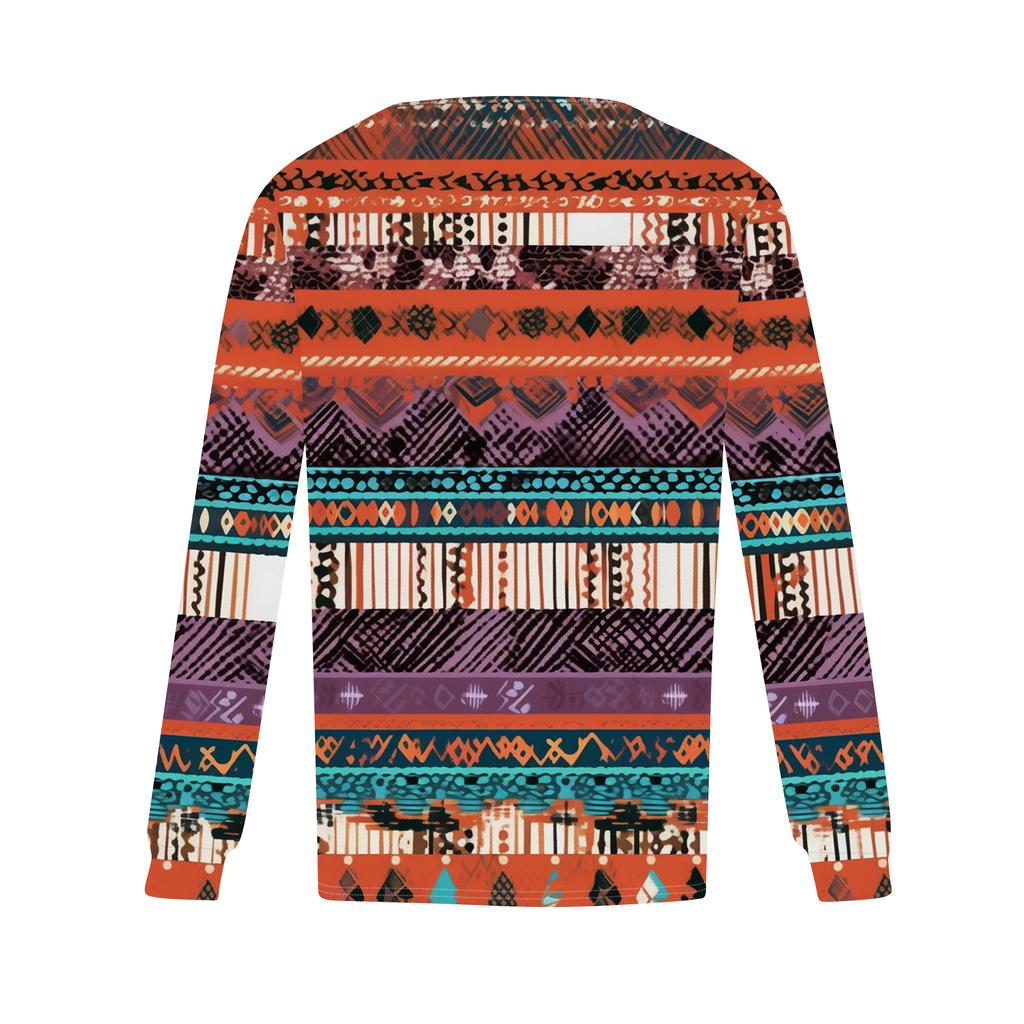 Damenmode Lässig Plissiert Rundhals Vintage Blumendruck Langarm T-Shirt Top