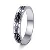 4MM Women Stainless Steel Rings for Engagement Wedding Band Jewelry Thorns Print Polished Titanium Steel Rings Gift