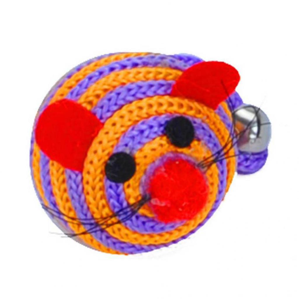Buy Lovely Stripe Nylon Rope Round Ball Mouse Long Tail Bell Pet Cat