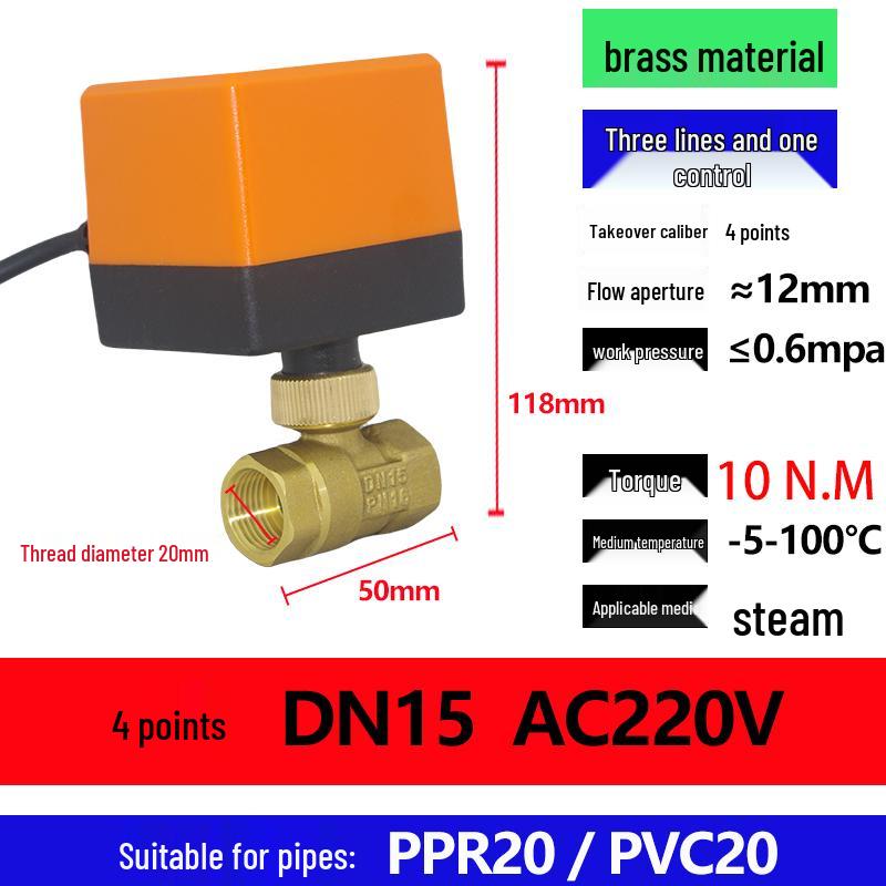 Robinet electric cu bilă plutitoare bidirecțional, 4/6 puncte, DN20/DN25, DC24V/12V