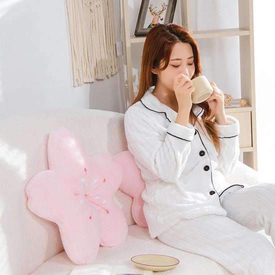 Plush Toy Cherry Blossom Shape Comfortable Touch Full Filling Smell-less Fine Workmanship Cushion No Deformation Kawaii Flower Plush Pillow Household